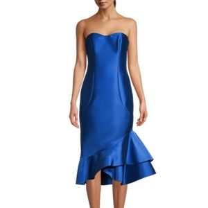 Sachin & Babi Cleo Strapless Dress with Ruffle Trim Imperial Blue